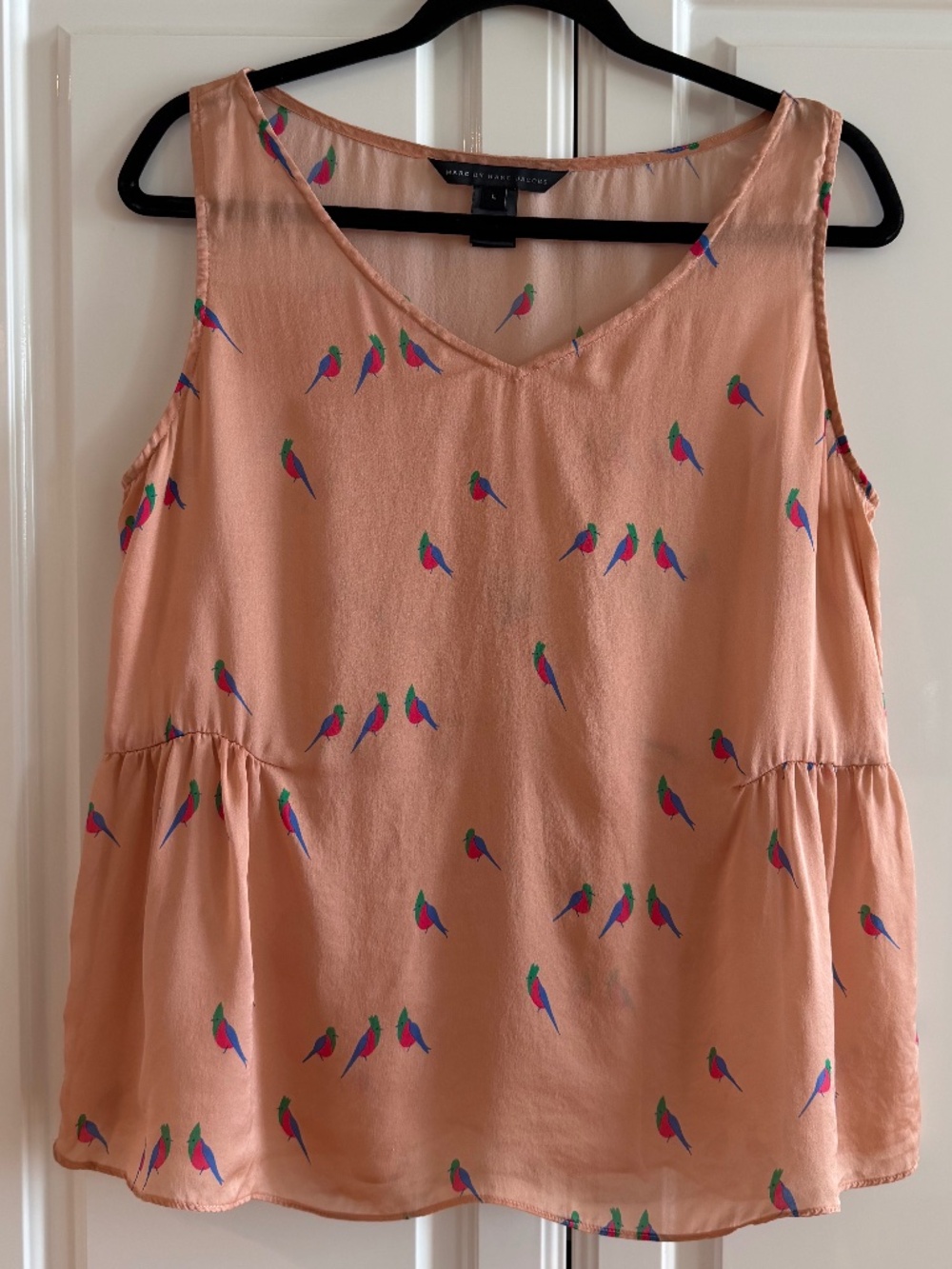 Marc by Marc Jacobs Silk Bird Print Peplum Tank